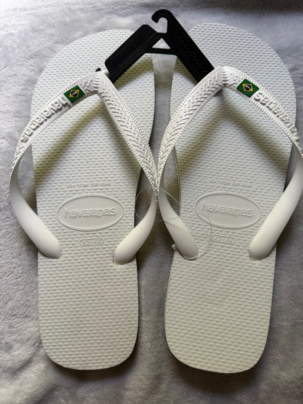 NWT Authentic Havaianas 'Brasil Logo' Flip Flops - White (Mens 11/12)